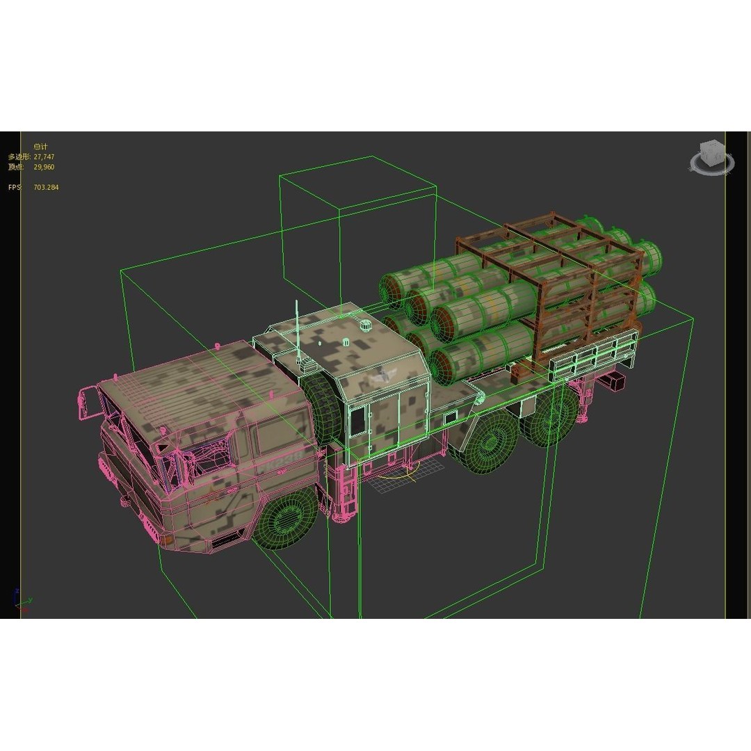 HQ-16 Air Defense Missile Launcher 3D Model – Low Poly Military Vehicle, FBX