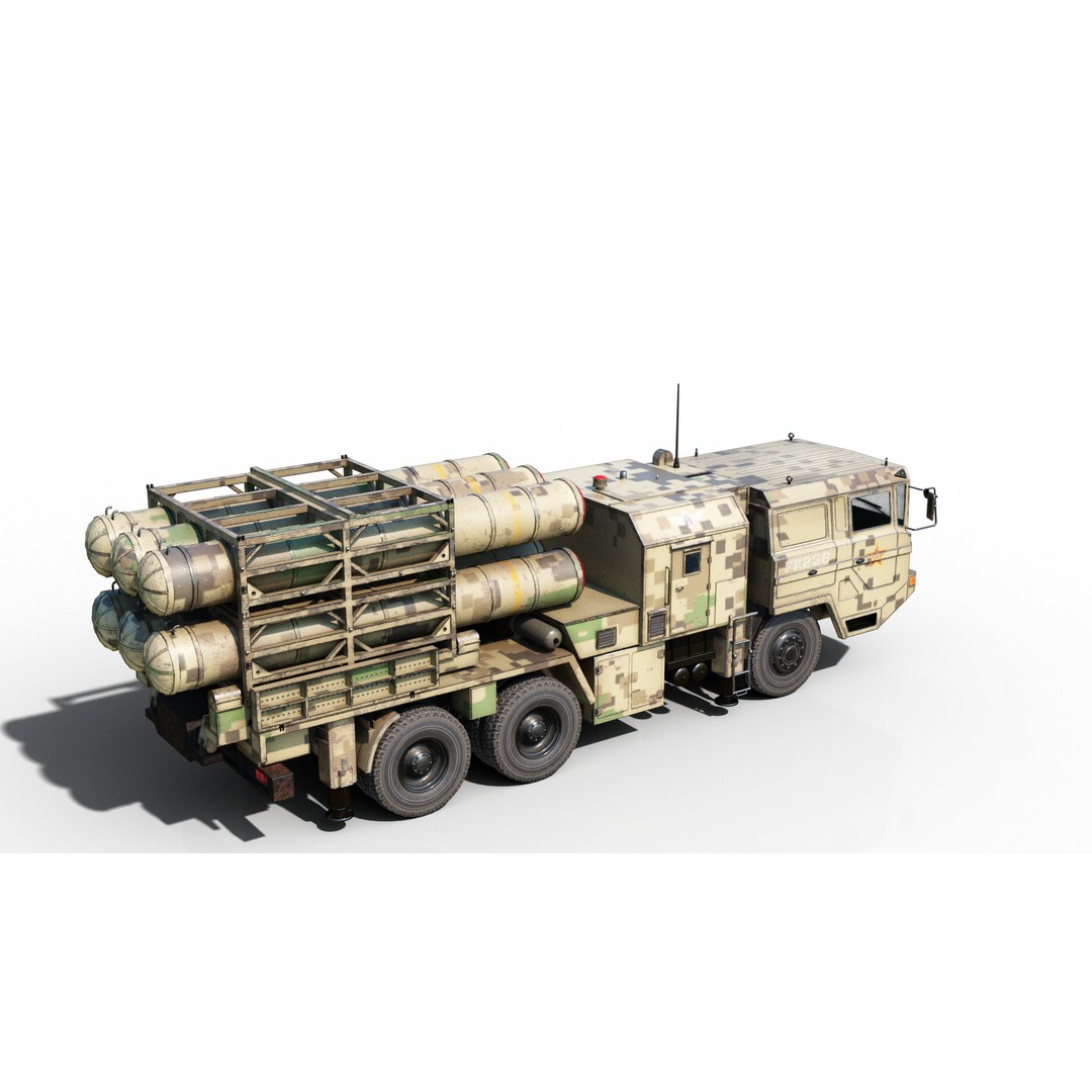 HQ-16 Air Defense Missile Launcher 3D Model – Low Poly Military Vehicle, FBX - View 10