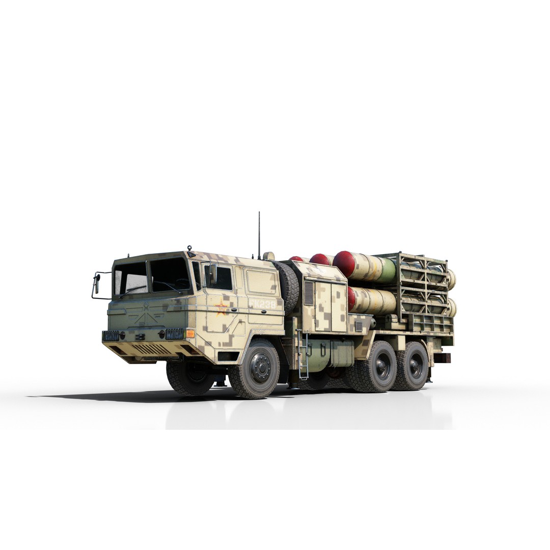 HQ-16 Air Defense Missile Launcher 3D Model – Low Poly Military Vehicle, FBX - View 11