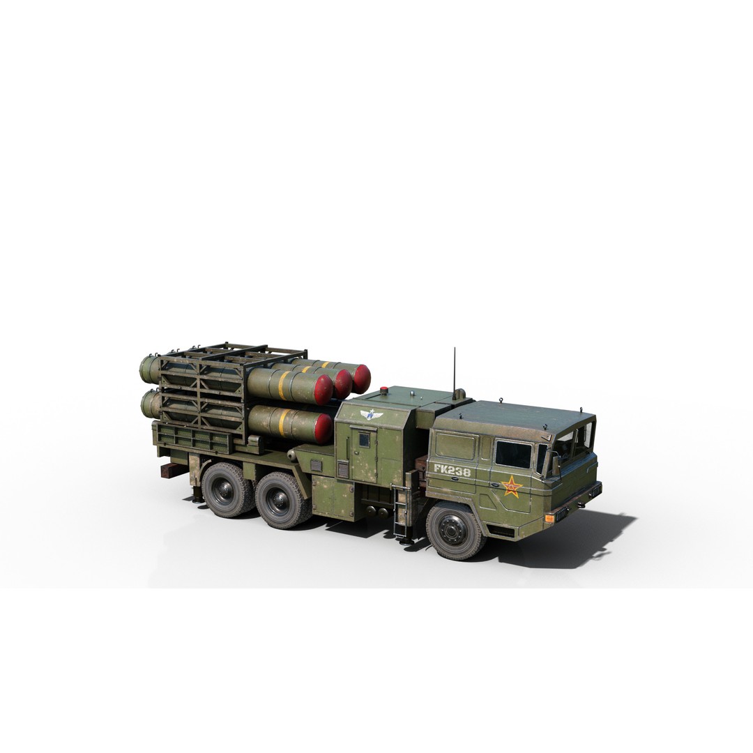 HQ-16 Air Defense Missile Launcher 3D Model – Low Poly Military Vehicle, FBX - View 16