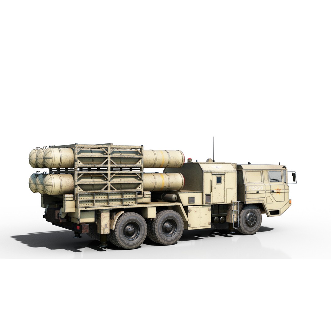 HQ-16 Air Defense Missile Launcher 3D Model – Low Poly Military Vehicle, FBX - View 17