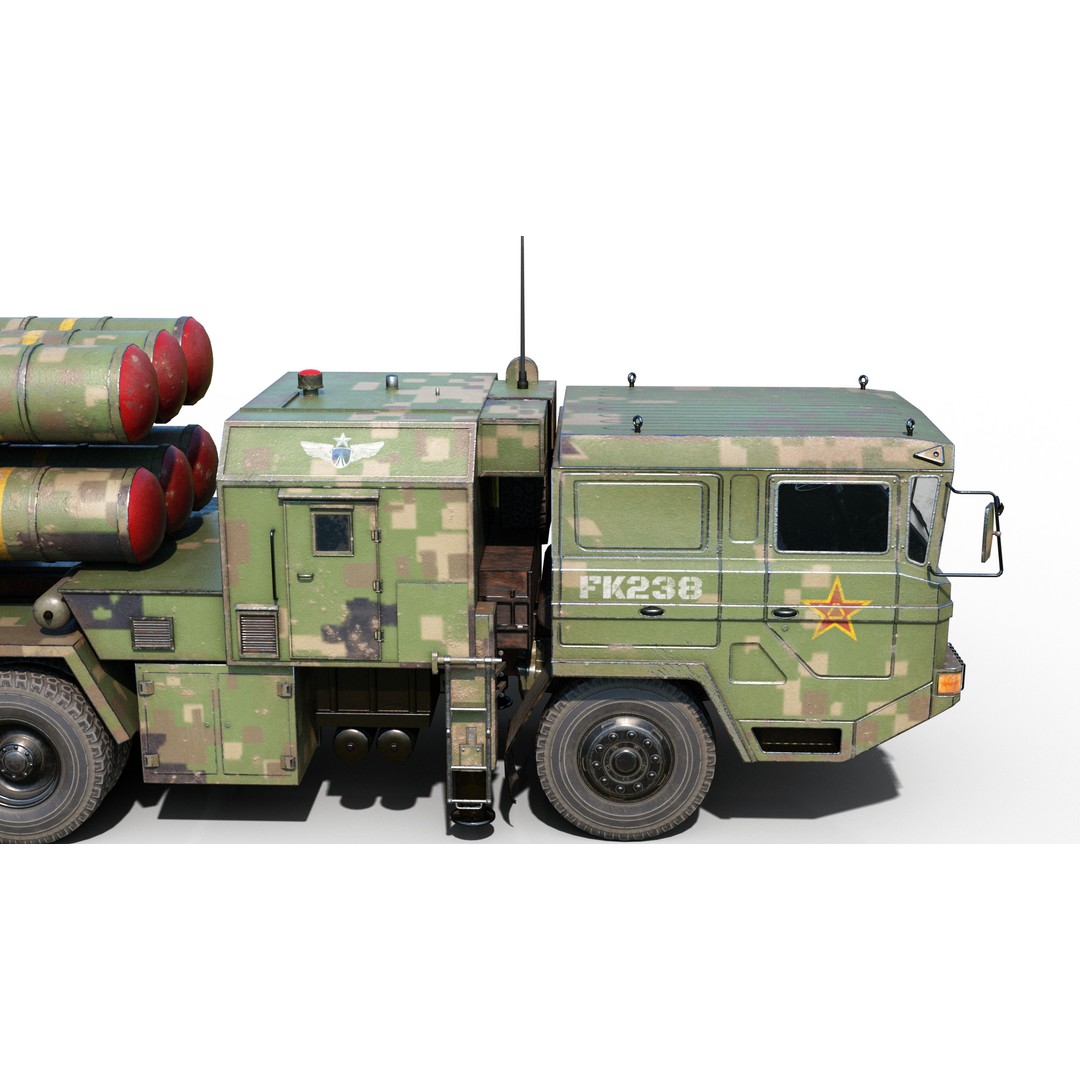 HQ-16 Air Defense Missile Launcher 3D Model – Low Poly Military Vehicle, FBX - View 7