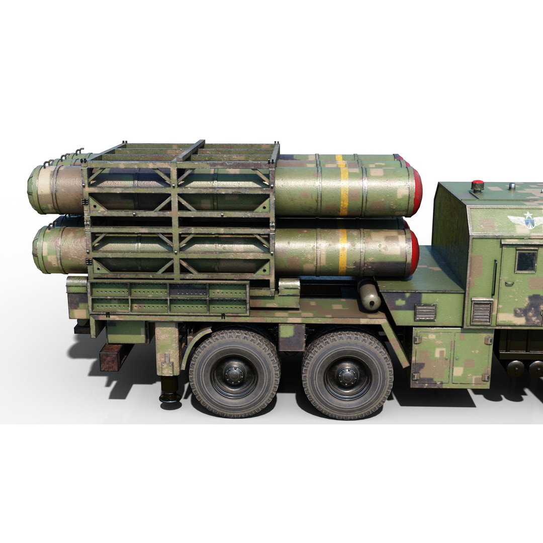 HQ-16 Air Defense Missile Launcher 3D Model – Low Poly Military Vehicle, FBX - View 8