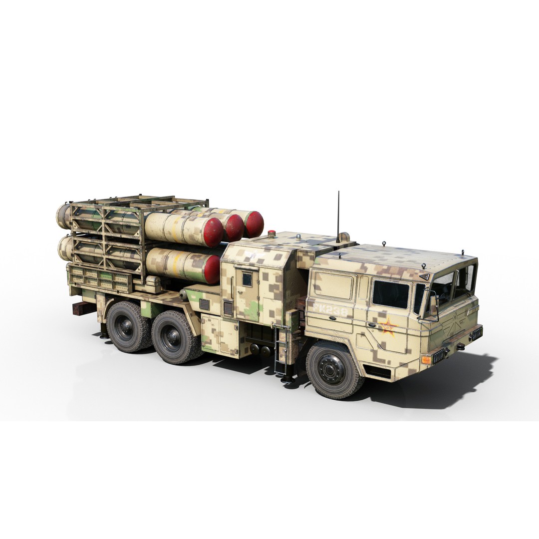 HQ-16 Air Defense Missile Launcher 3D Model – Low Poly Military Vehicle, FBX - View 9