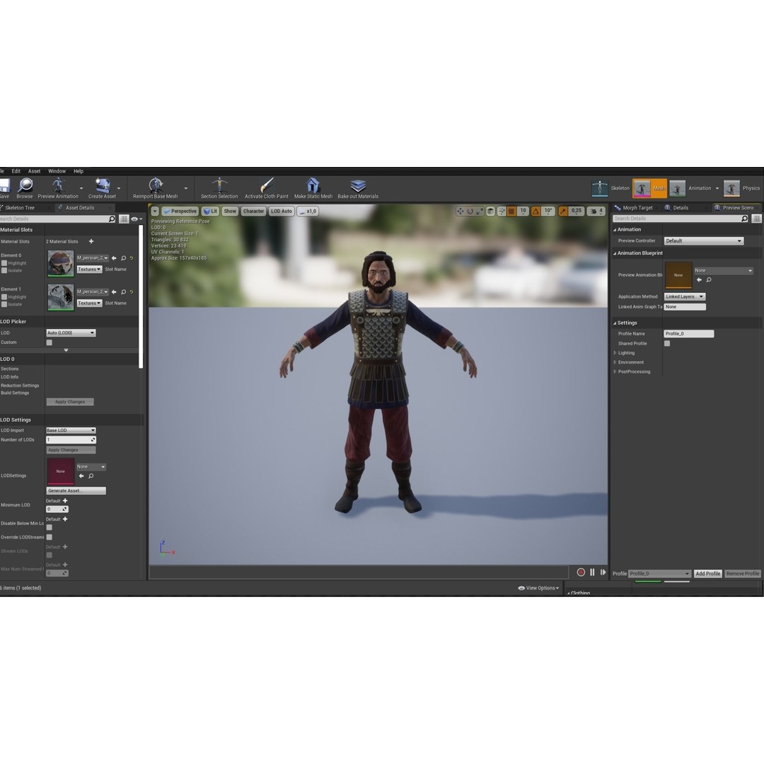 Persian Warrior 3D Model – Low Poly Game Asset, Rigged, PBR Textures