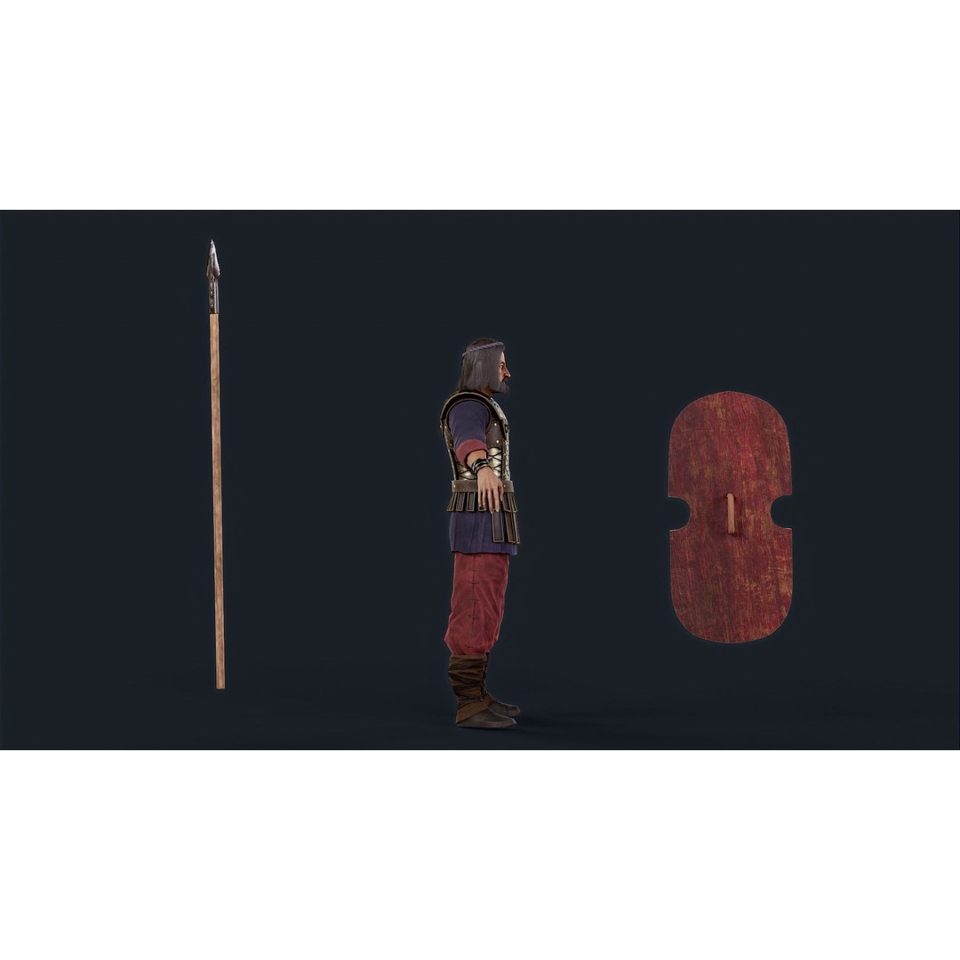 Persian Warrior 3D Model – Low Poly Game Asset, Rigged, PBR Textures - View 10