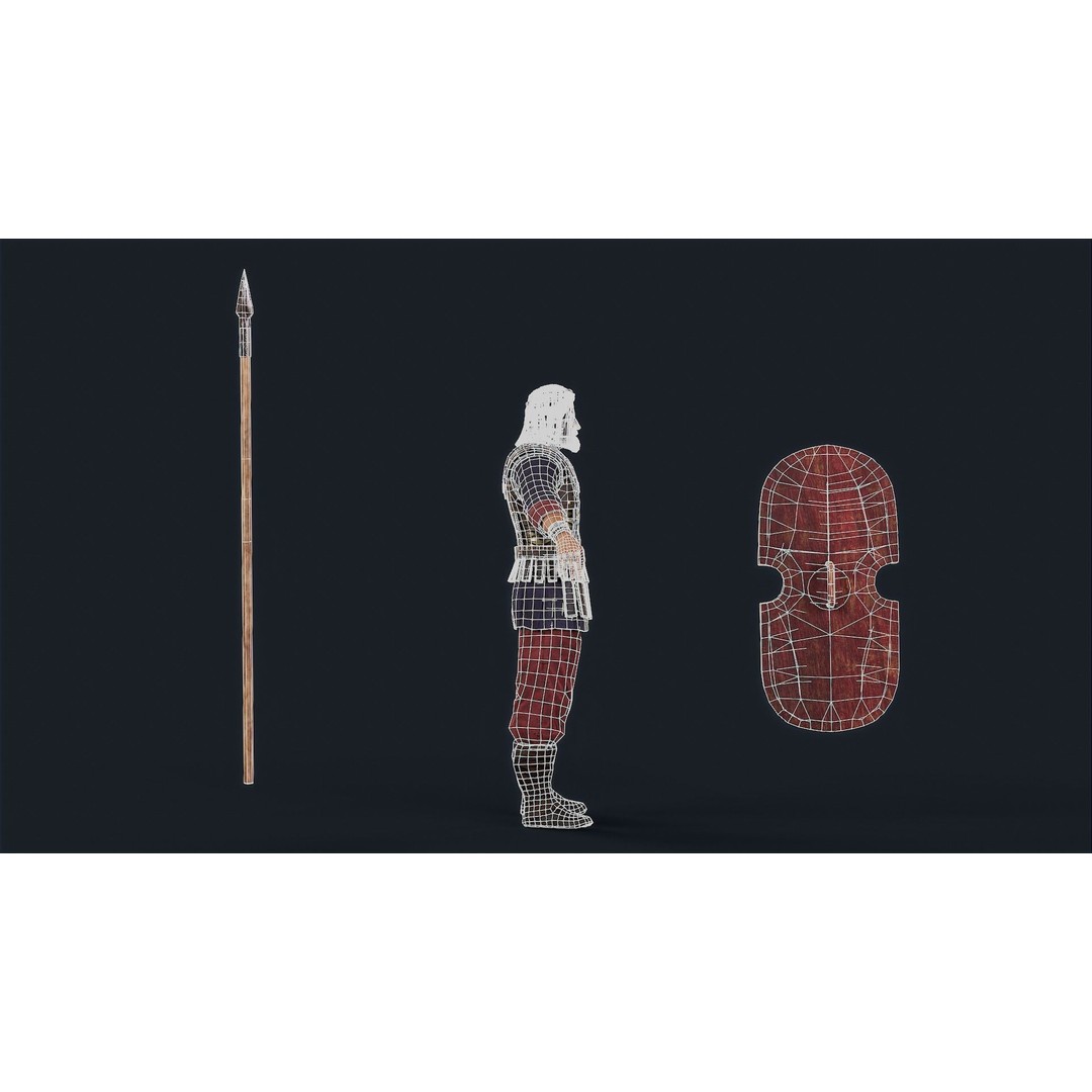 Persian Warrior 3D Model – Low Poly Game Asset, Rigged, PBR Textures - View 14