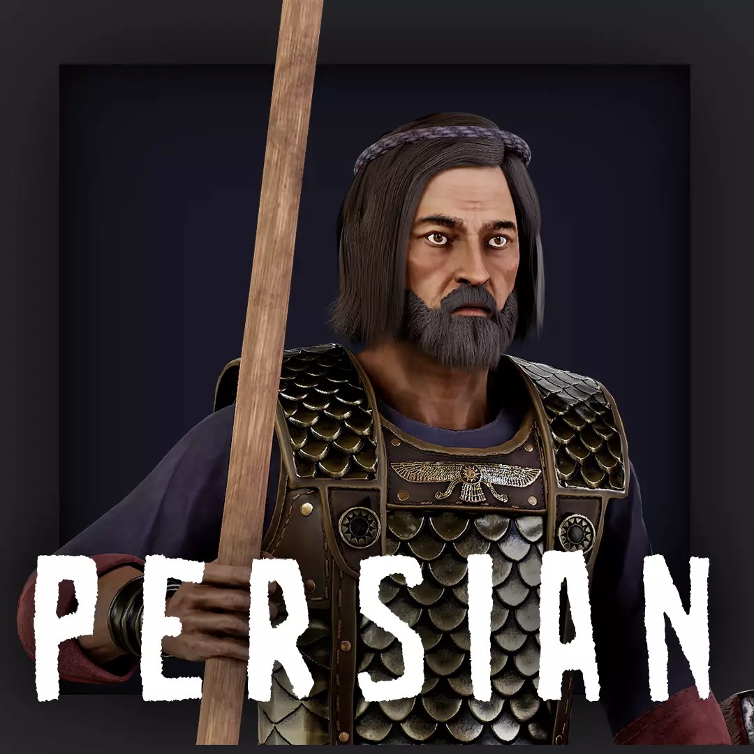Persian Warrior 3D Model – Low Poly Game Asset, Rigged, PBR Textures - View 2