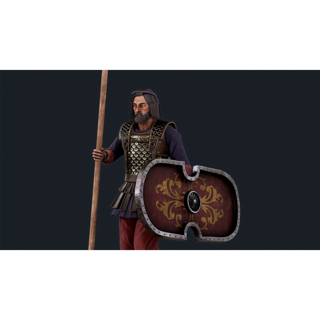 Persian Warrior 3D Model – Low Poly Game Asset, Rigged, PBR Textures - View 3