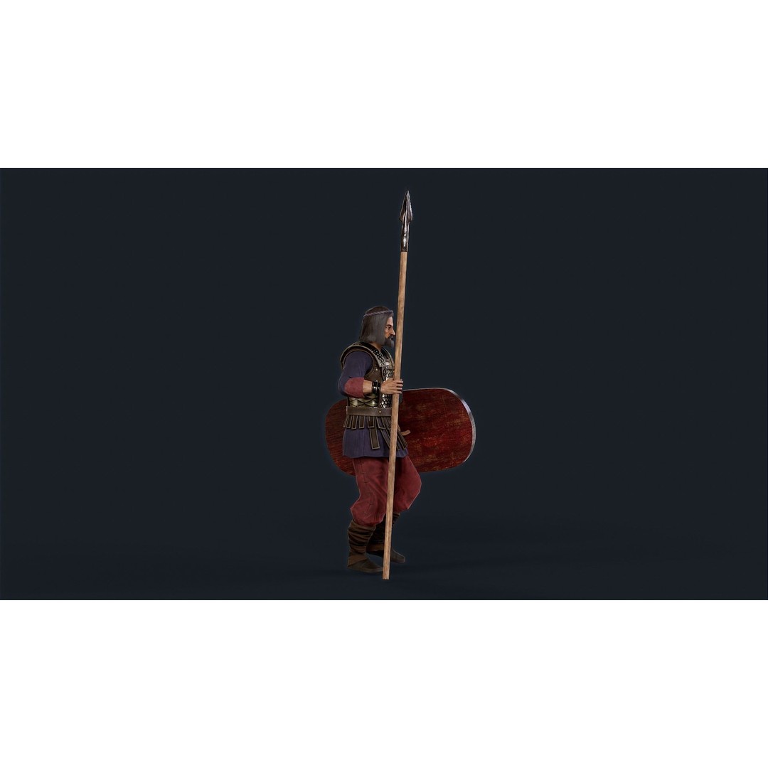 Persian Warrior 3D Model – Low Poly Game Asset, Rigged, PBR Textures - View 4