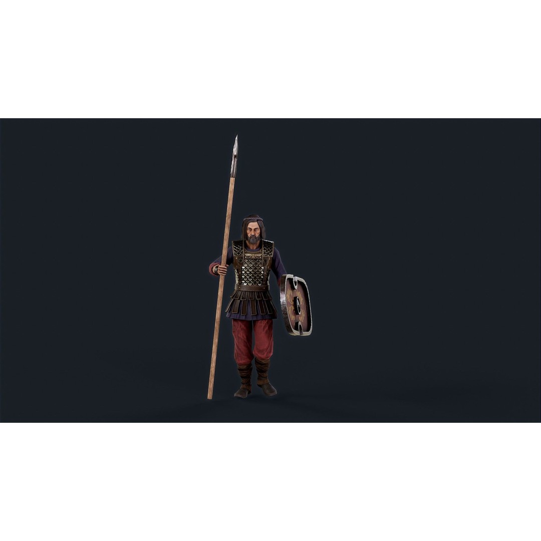 Persian Warrior 3D Model – Low Poly Game Asset, Rigged, PBR Textures - View 5