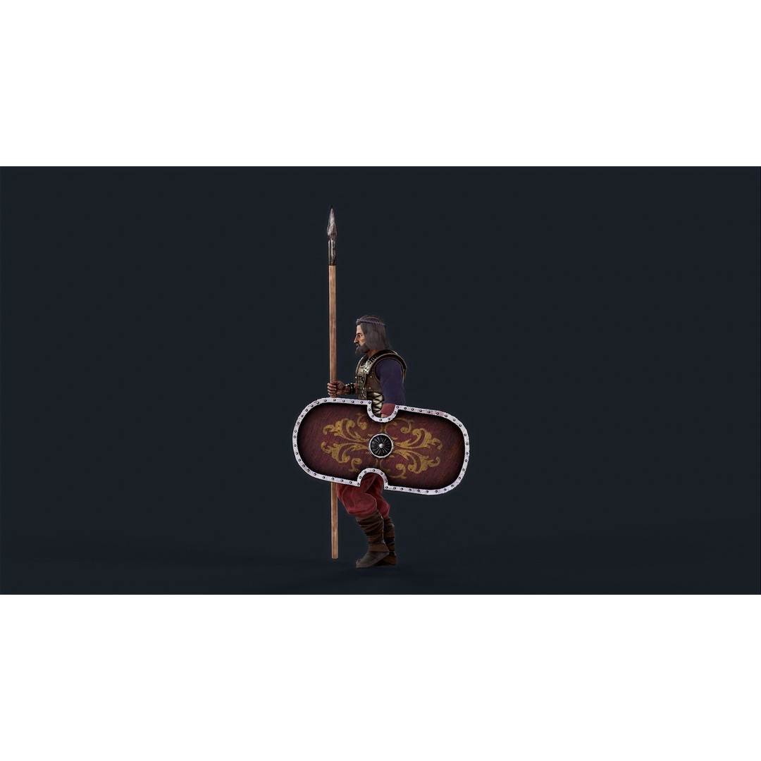 Persian Warrior 3D Model – Low Poly Game Asset, Rigged, PBR Textures - View 6