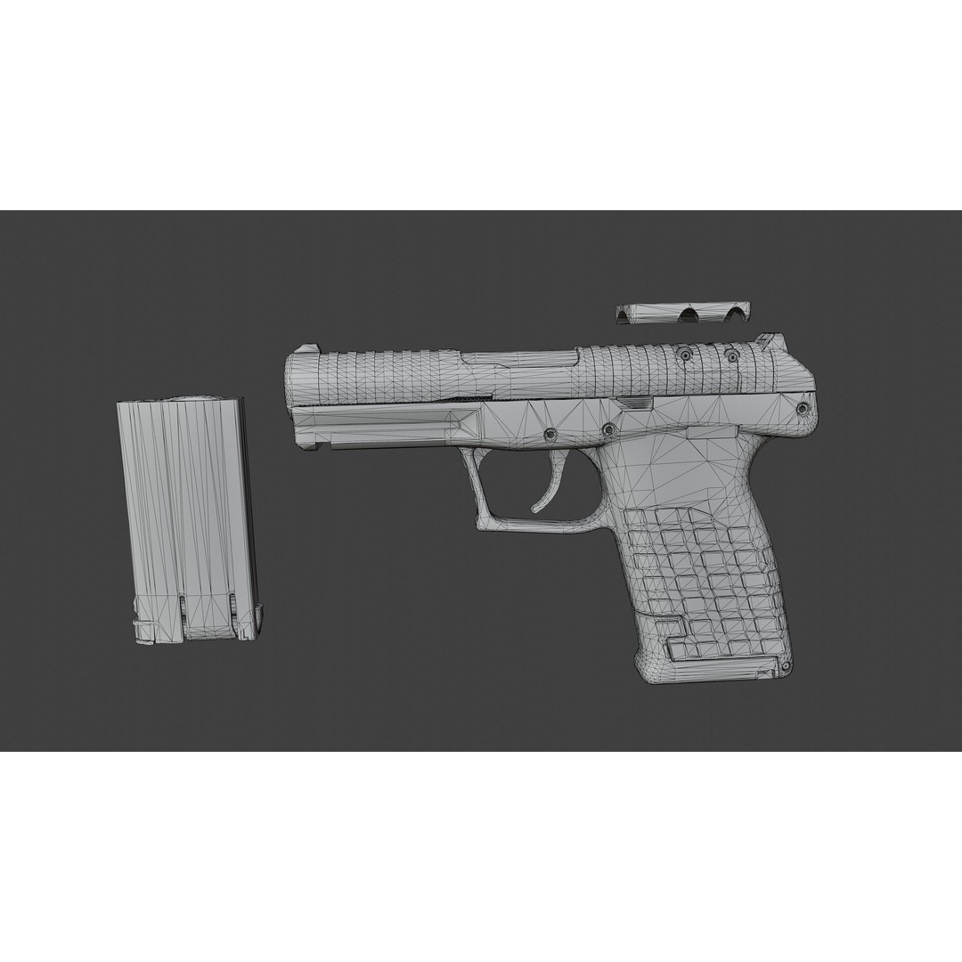 PR57 Pistol 3D Model – Low Poly Rigged Handgun with PBR Textures