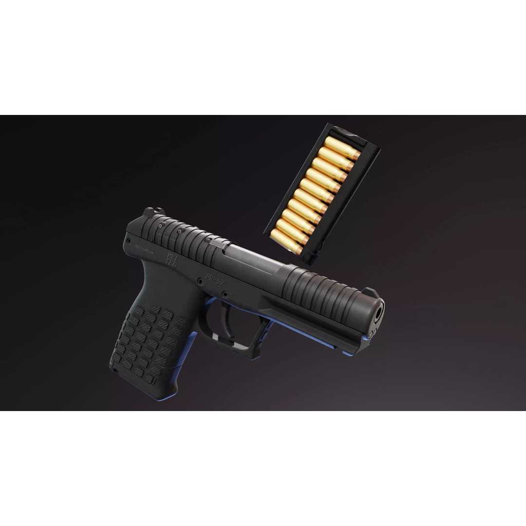 PR57 Pistol 3D Model – Low Poly Rigged Handgun with PBR Textures - View 2
