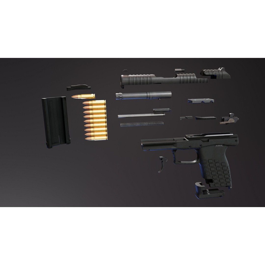 PR57 Pistol 3D Model – Low Poly Rigged Handgun with PBR Textures - View 8