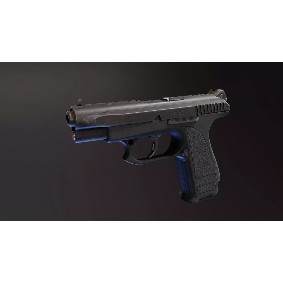 GSh 18 Pistol 3D Model – Low Poly Rigged Game Asset, FBX - View 2