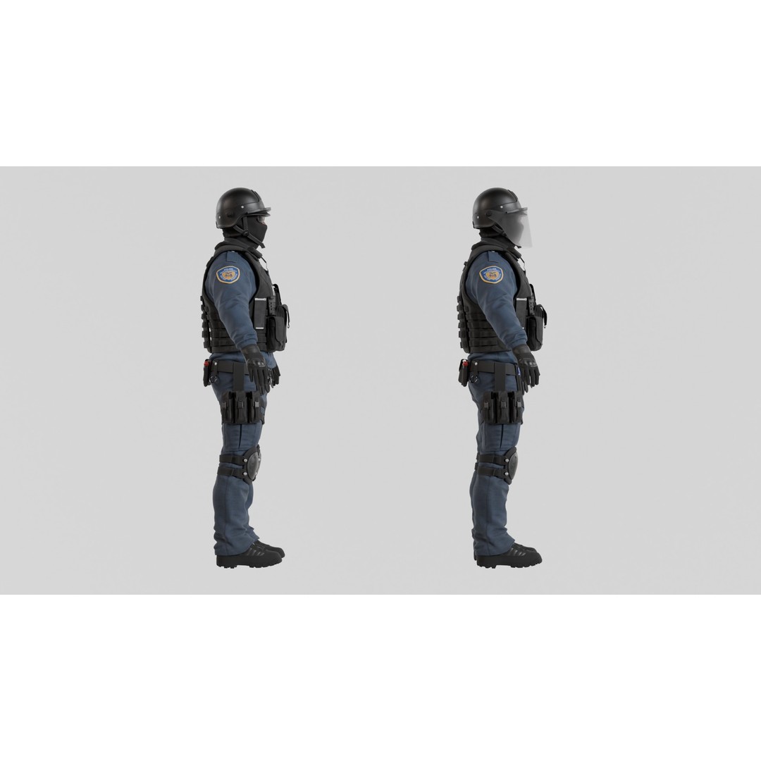 Police SWAT 3D Model – Rigged Game-Ready Character, FBX, OBJ - View 10