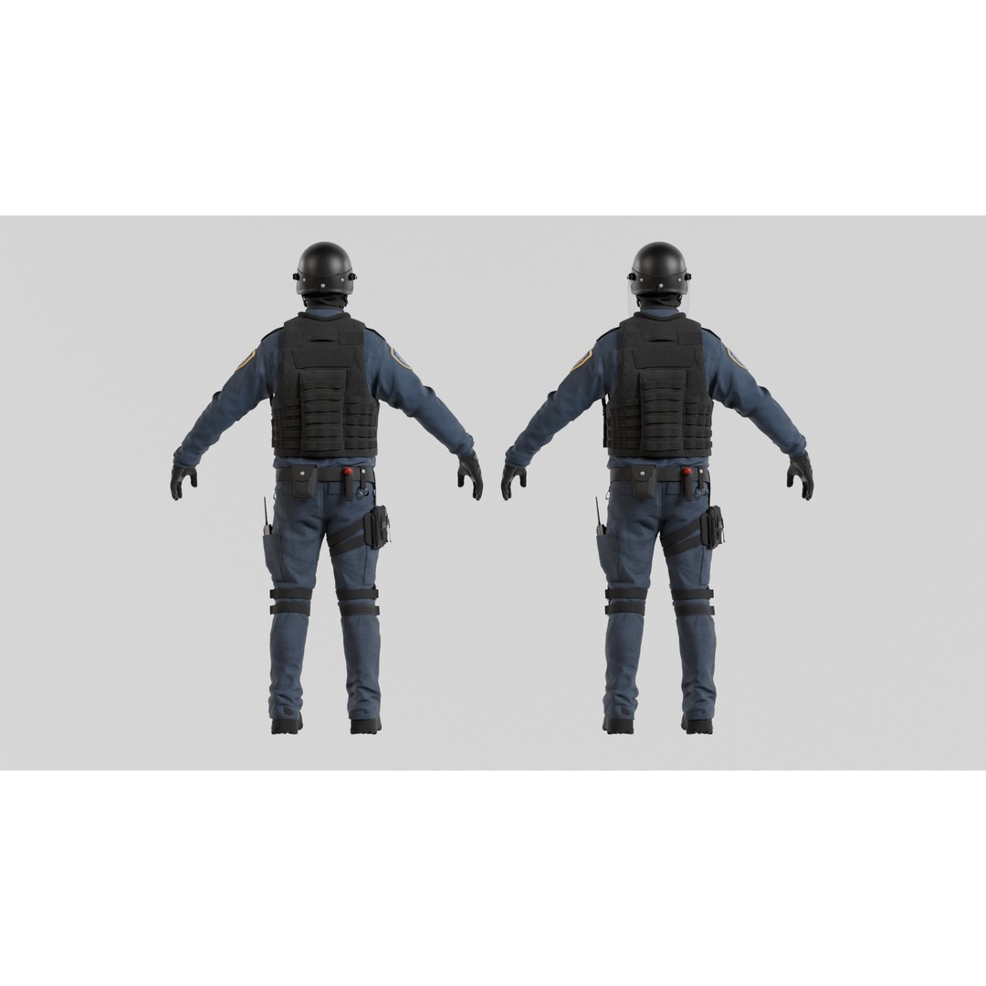 Police SWAT 3D Model – Rigged Game-Ready Character, FBX, OBJ - View 11