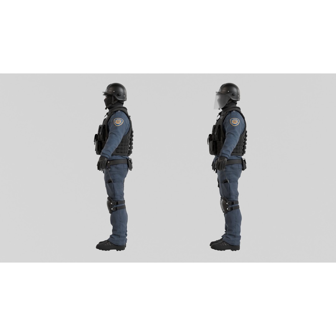 Police SWAT 3D Model – Rigged Game-Ready Character, FBX, OBJ - View 12