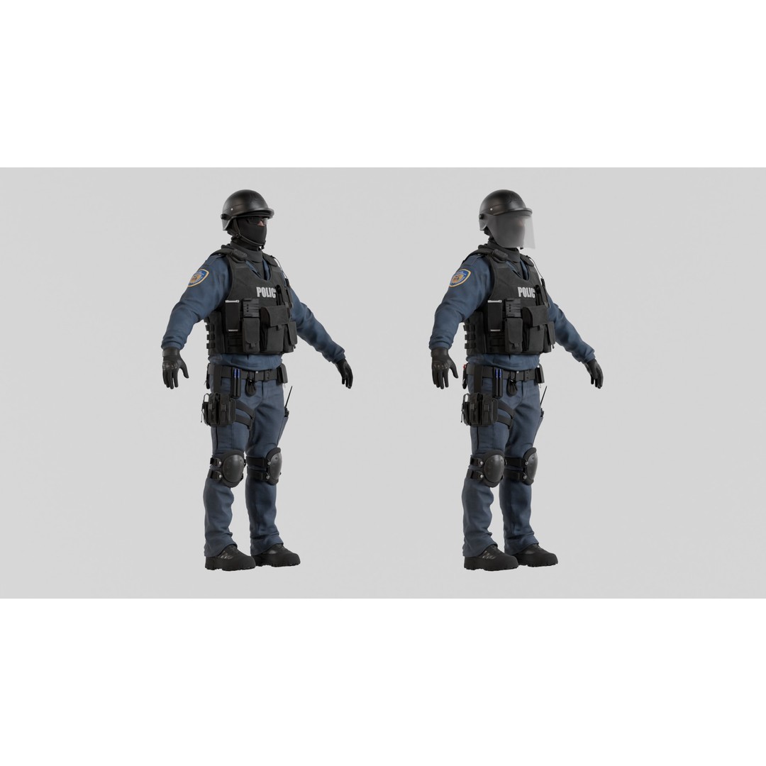 Police SWAT 3D Model – Rigged Game-Ready Character, FBX, OBJ - View 13