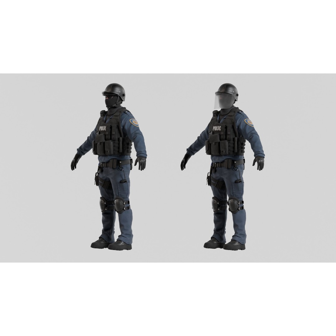 Police SWAT 3D Model – Rigged Game-Ready Character, FBX, OBJ - View 14