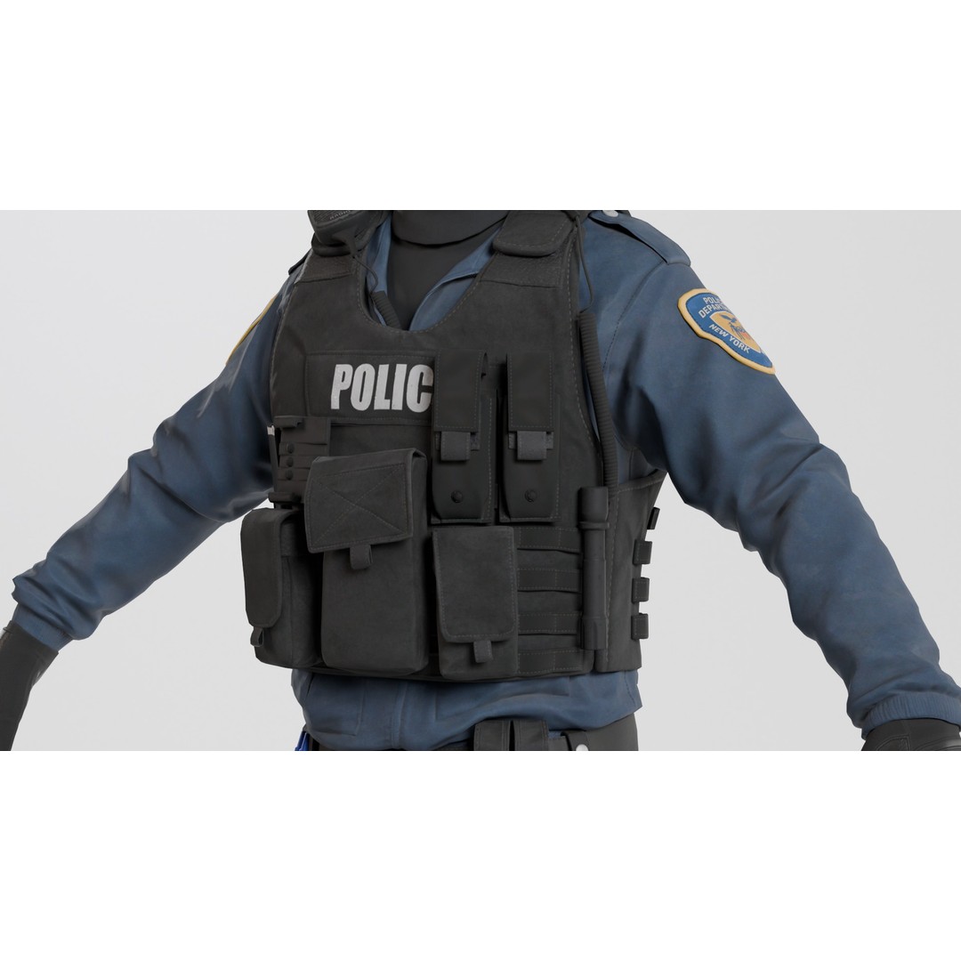 Police SWAT 3D Model – Rigged Game-Ready Character, FBX, OBJ - View 15