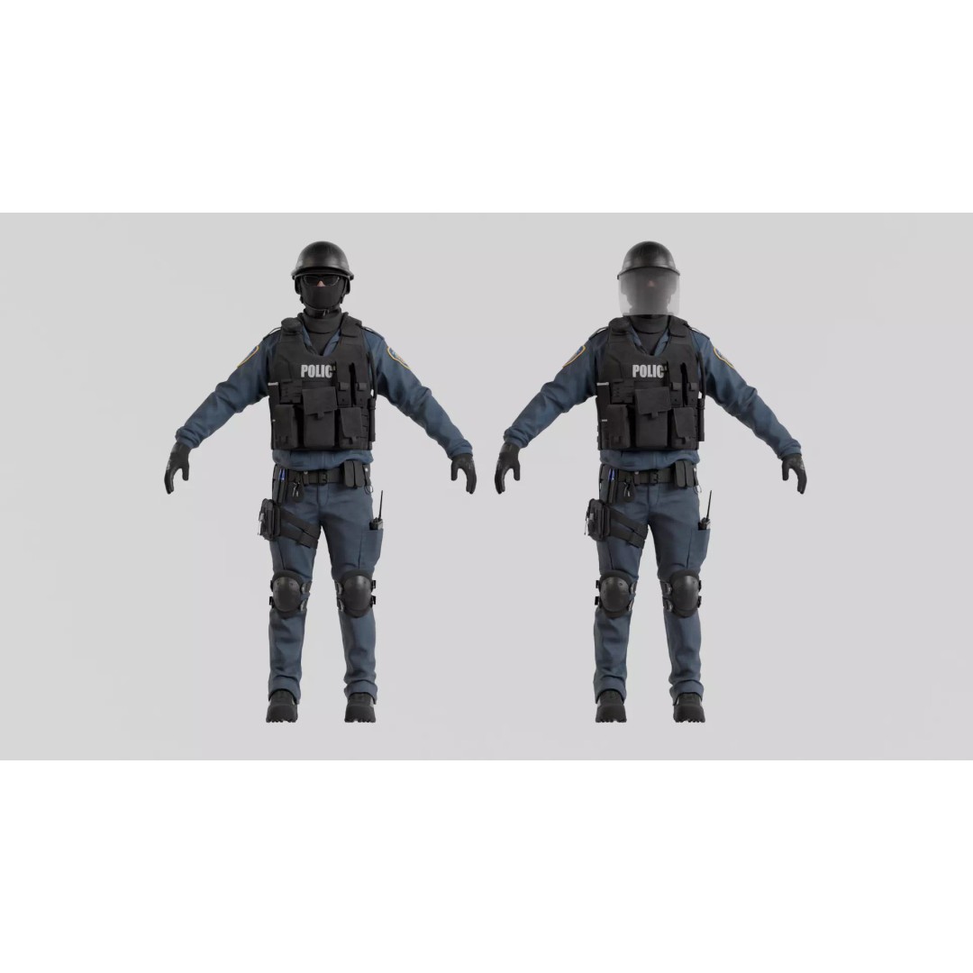 Police SWAT 3D Model – Rigged Game-Ready Character, FBX, OBJ - View 2