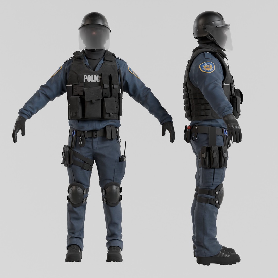 Police SWAT 3D Model – Rigged Game-Ready Character, FBX, OBJ - View 21