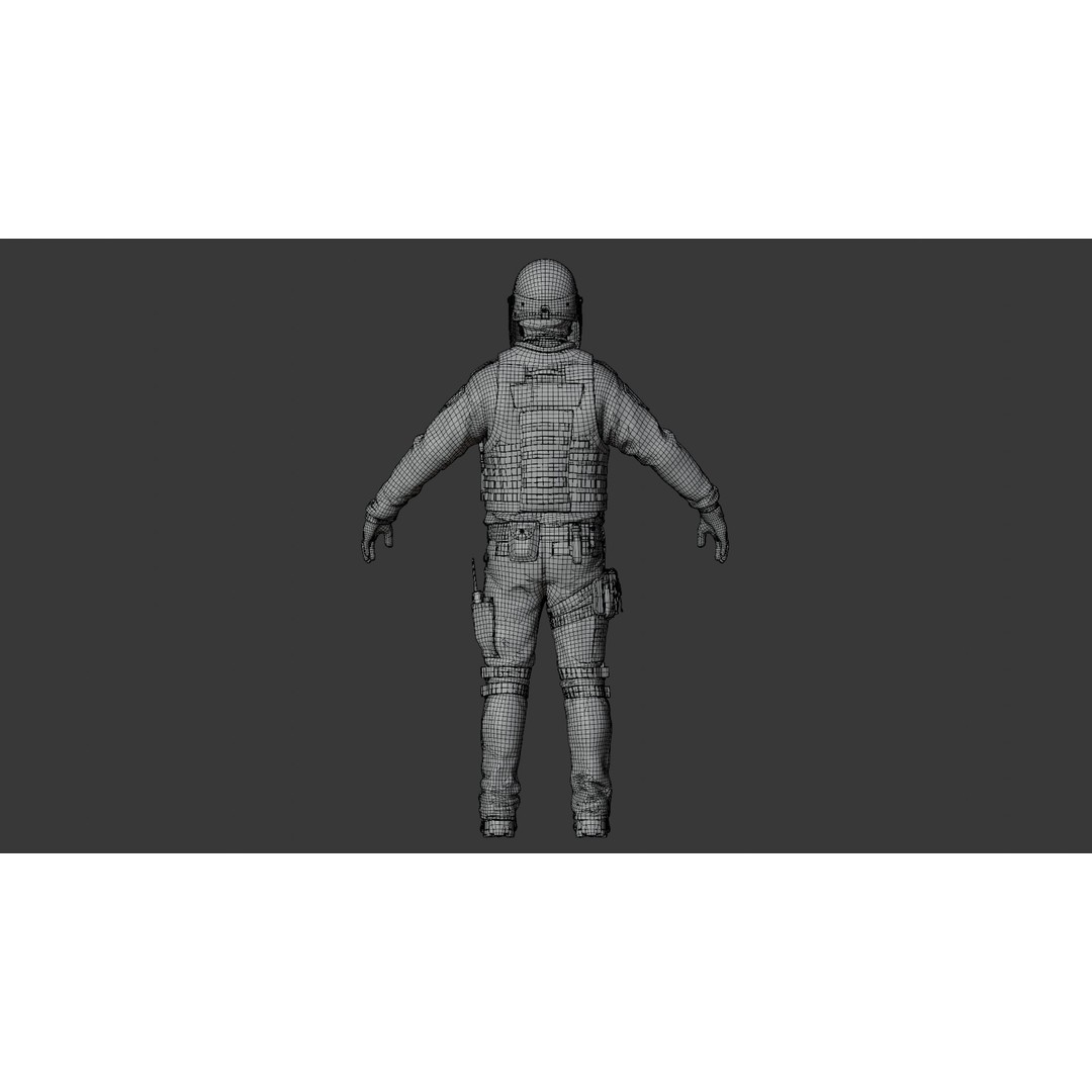 Police SWAT 3D Model – Rigged Game-Ready Character, FBX, OBJ - View 32
