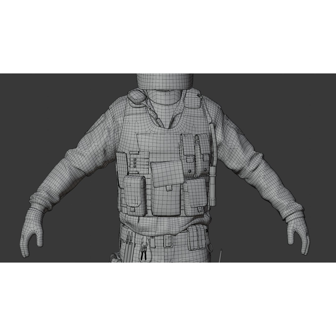 Police SWAT 3D Model – Rigged Game-Ready Character, FBX, OBJ - View 33