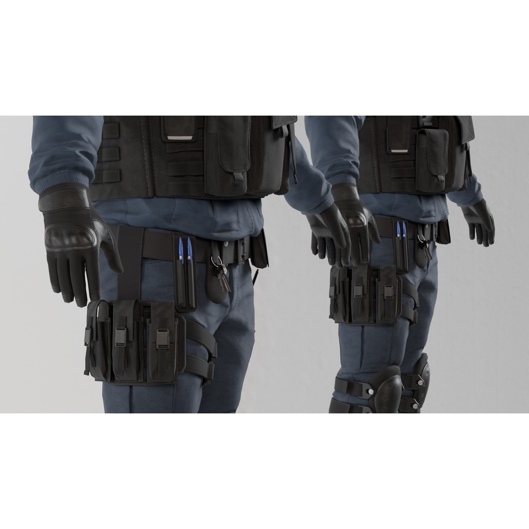 Police SWAT 3D Model – Rigged Game-Ready Character, FBX, OBJ - View 6