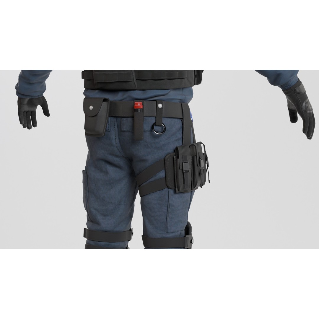 Police SWAT 3D Model – Rigged Game-Ready Character, FBX, OBJ - View 8