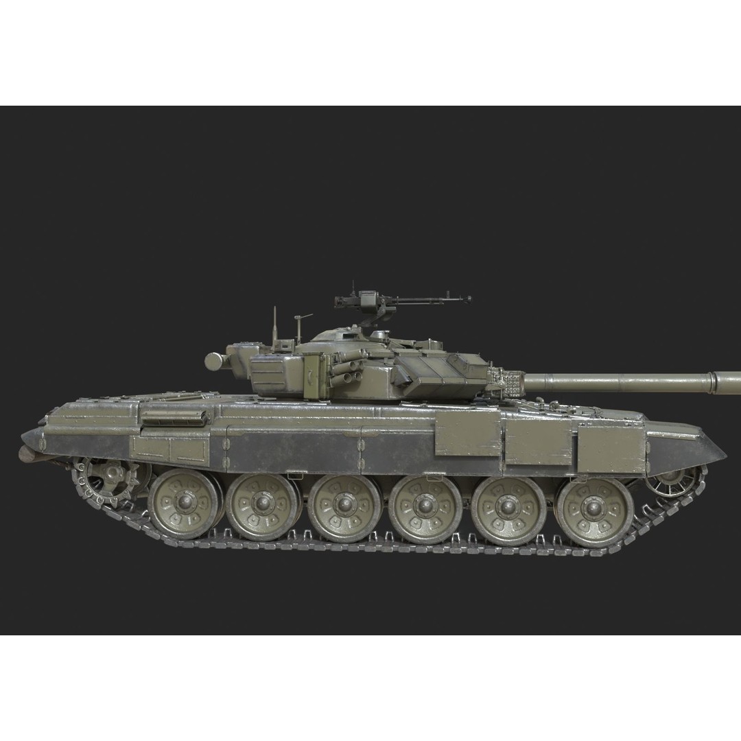 Russian T90 Main Battle Tank 3D Model – Low Poly Military Vehicle, FBX, OBJ - View 3