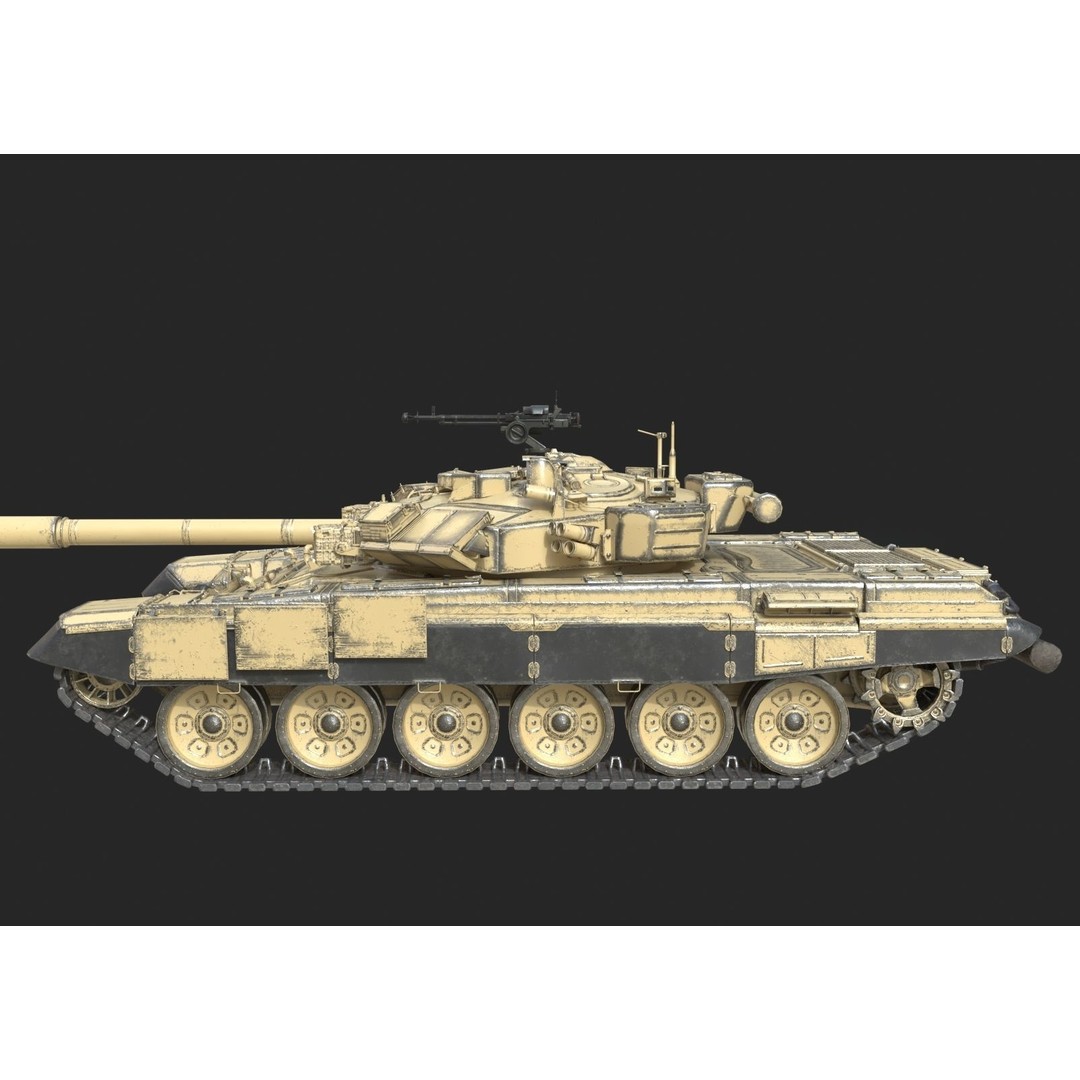 Russian T90 Main Battle Tank 3D Model – Low Poly Military Vehicle, FBX, OBJ - View 6