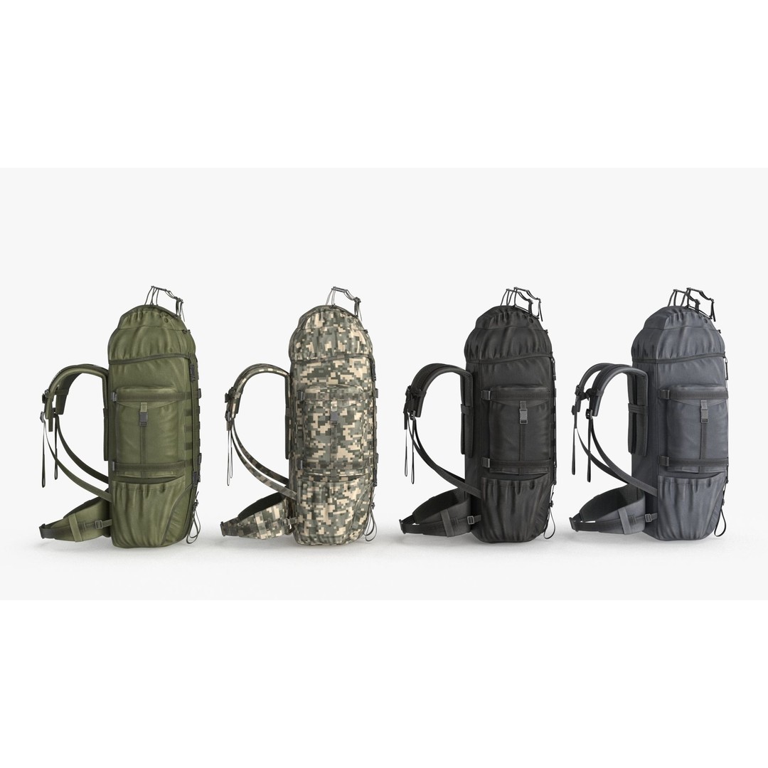 Tactical Military Backpack 3D Model – Low Poly PBR Game Asset, FBX, OBJ - View 10