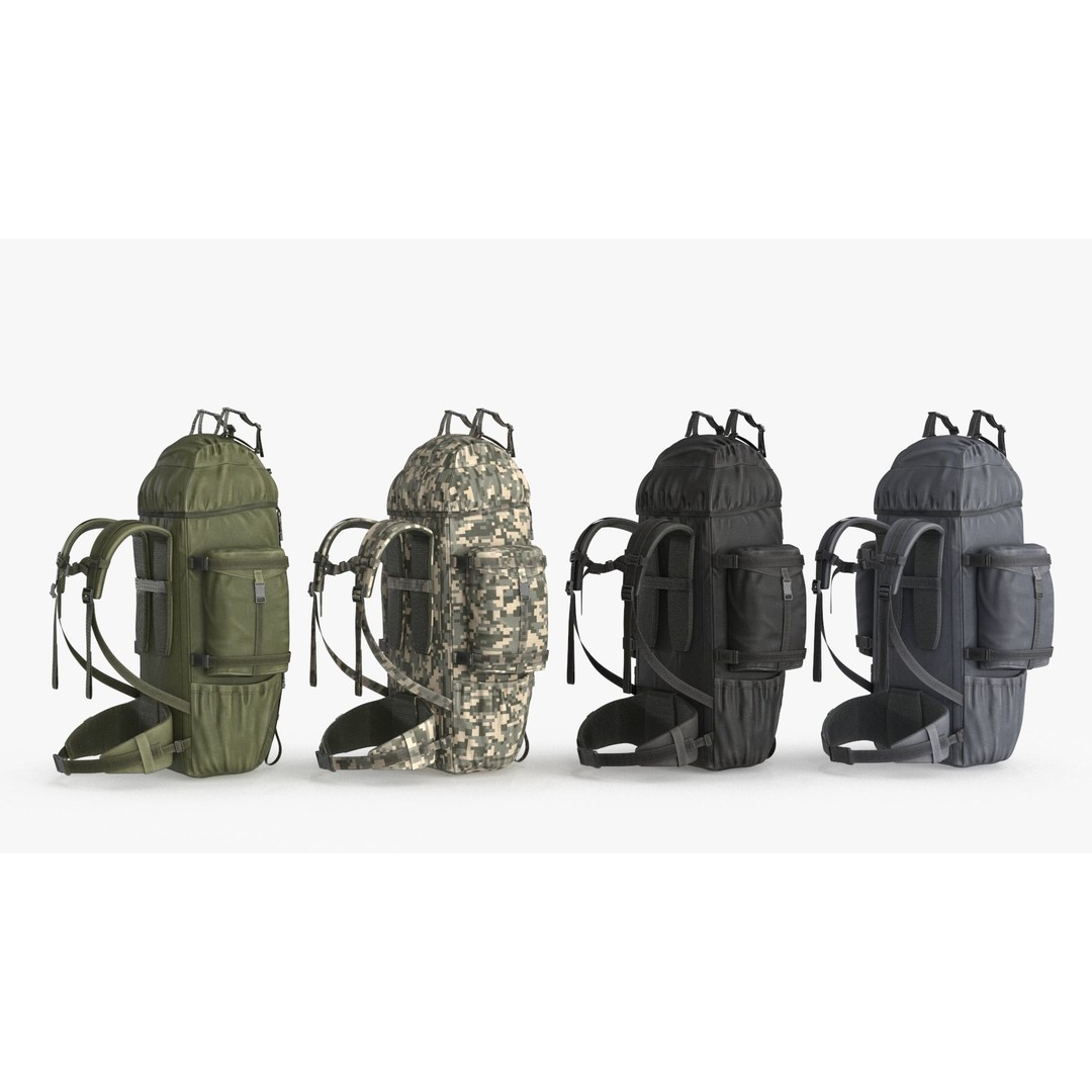 Tactical Military Backpack 3D Model – Low Poly PBR Game Asset, FBX, OBJ - View 11