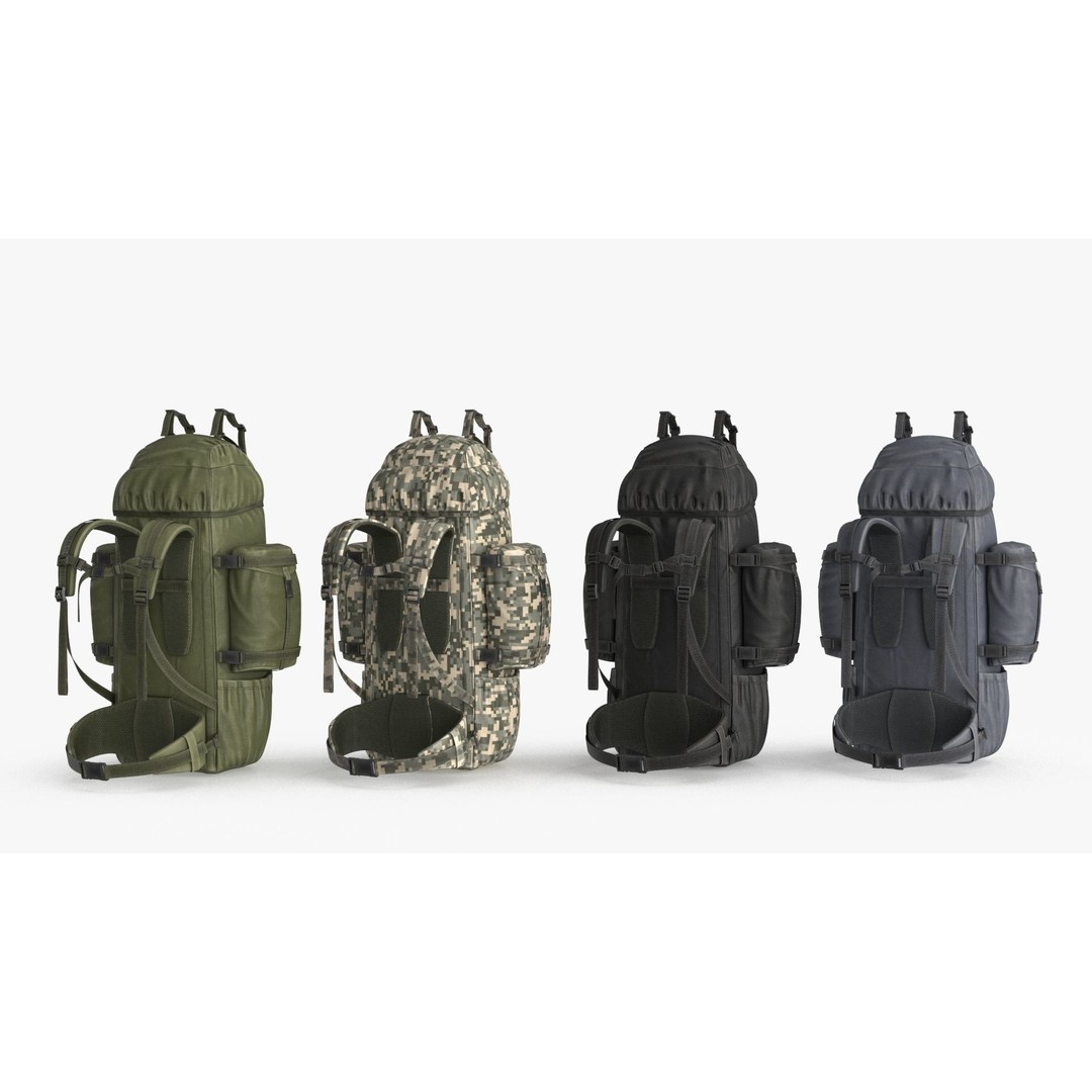Tactical Military Backpack 3D Model – Low Poly PBR Game Asset, FBX, OBJ - View 12