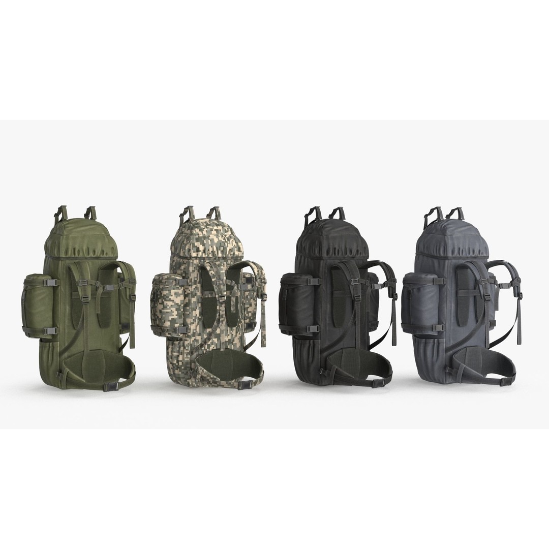 Tactical Military Backpack 3D Model – Low Poly PBR Game Asset, FBX, OBJ - View 14
