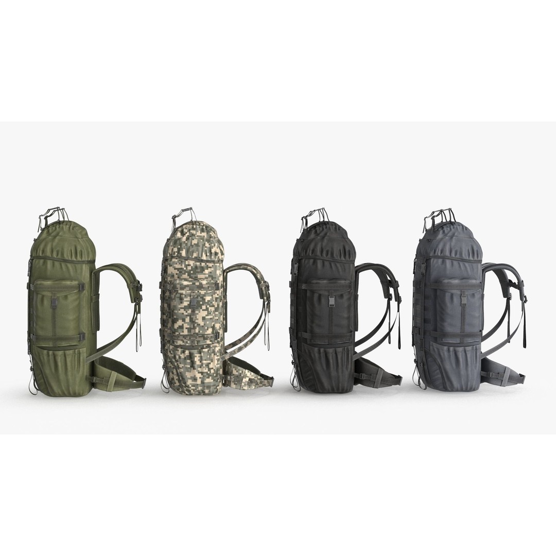 Tactical Military Backpack 3D Model – Low Poly PBR Game Asset, FBX, OBJ - View 16