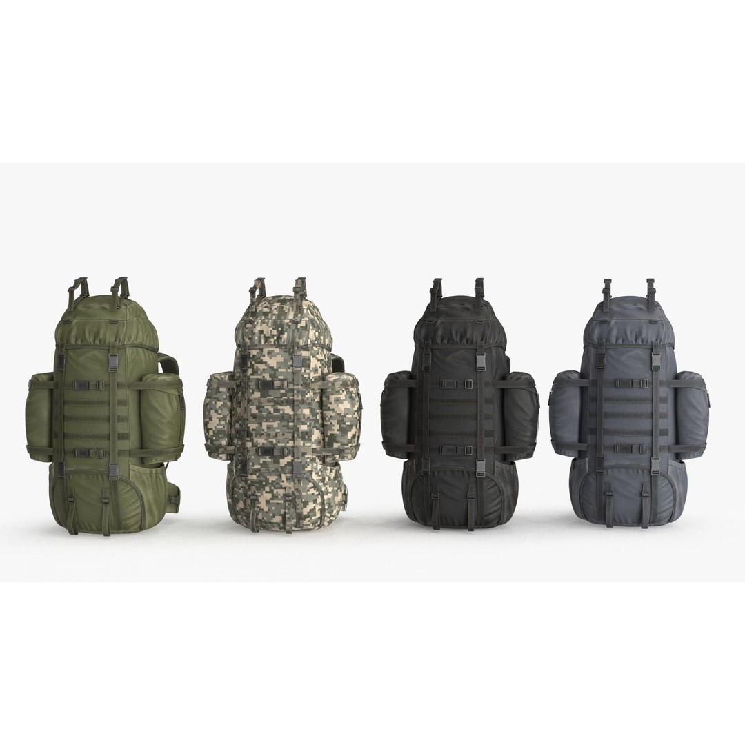 Tactical Military Backpack 3D Model – Low Poly PBR Game Asset, FBX, OBJ - View 18