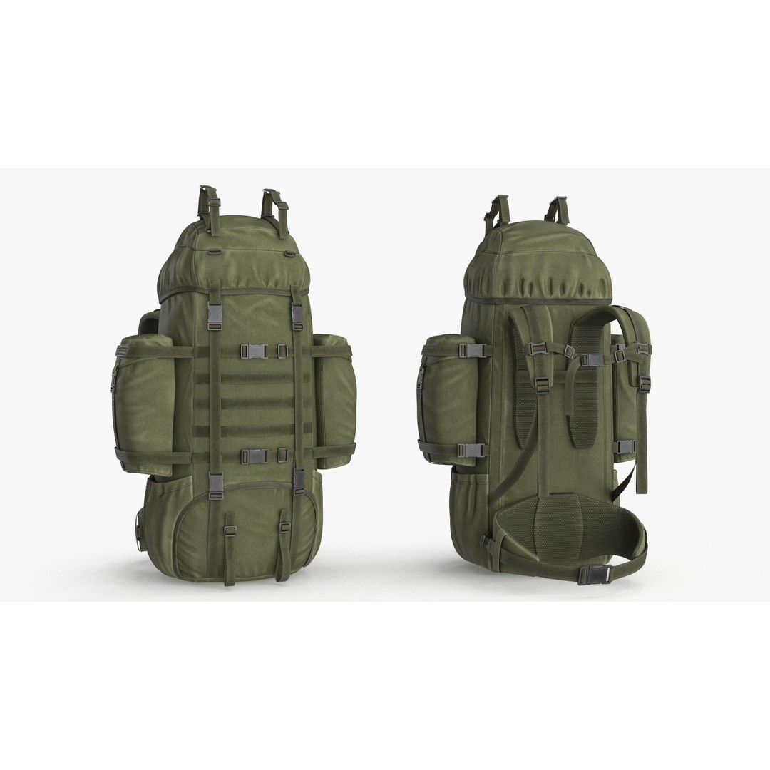Tactical Military Backpack 3D Model – Low Poly PBR Game Asset, FBX, OBJ - View 3