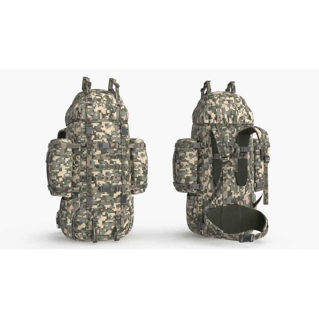 Tactical Military Backpack 3D Model – Low Poly PBR Game Asset, FBX, OBJ - View 4