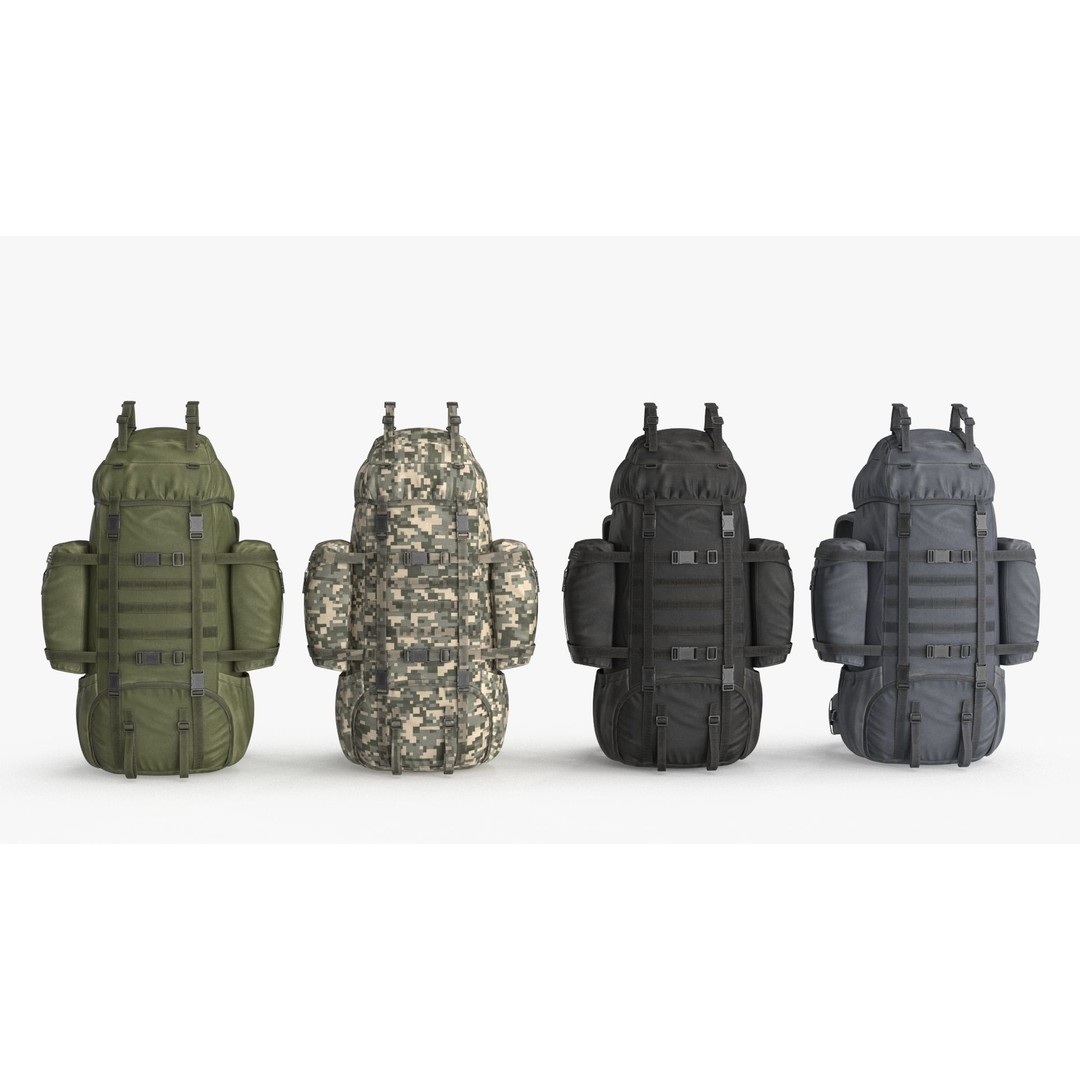 Tactical Military Backpack 3D Model – Low Poly PBR Game Asset, FBX, OBJ - View 7