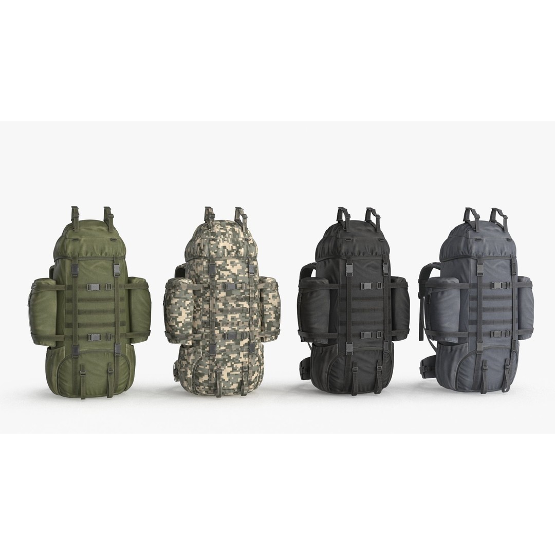 Tactical Military Backpack 3D Model – Low Poly PBR Game Asset, FBX, OBJ - View 8