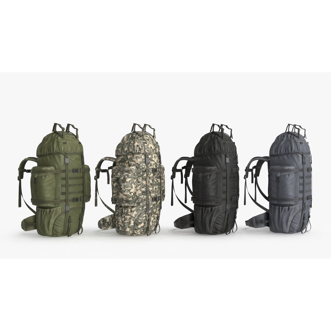 Tactical Military Backpack 3D Model – Low Poly PBR Game Asset, FBX, OBJ - View 9