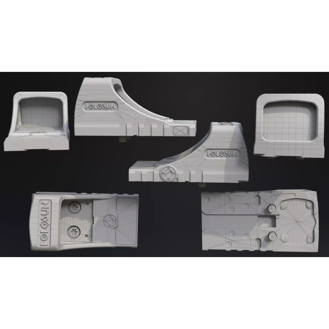 Holosun ELITE SCS 3D Model – Low Poly Game Ready Red Dot Sight - View 21