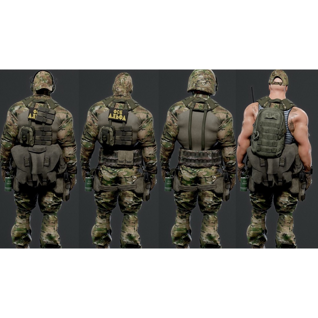 Modular Russian Soldier 3D Model – Low Poly Game Asset, FBX