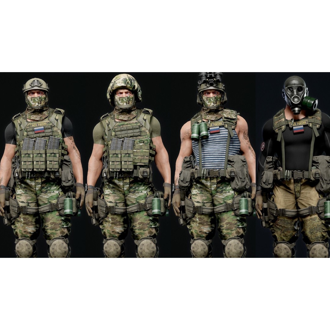 Modular Russian Soldier 3D Model – Low Poly Game Asset, FBX - View 11