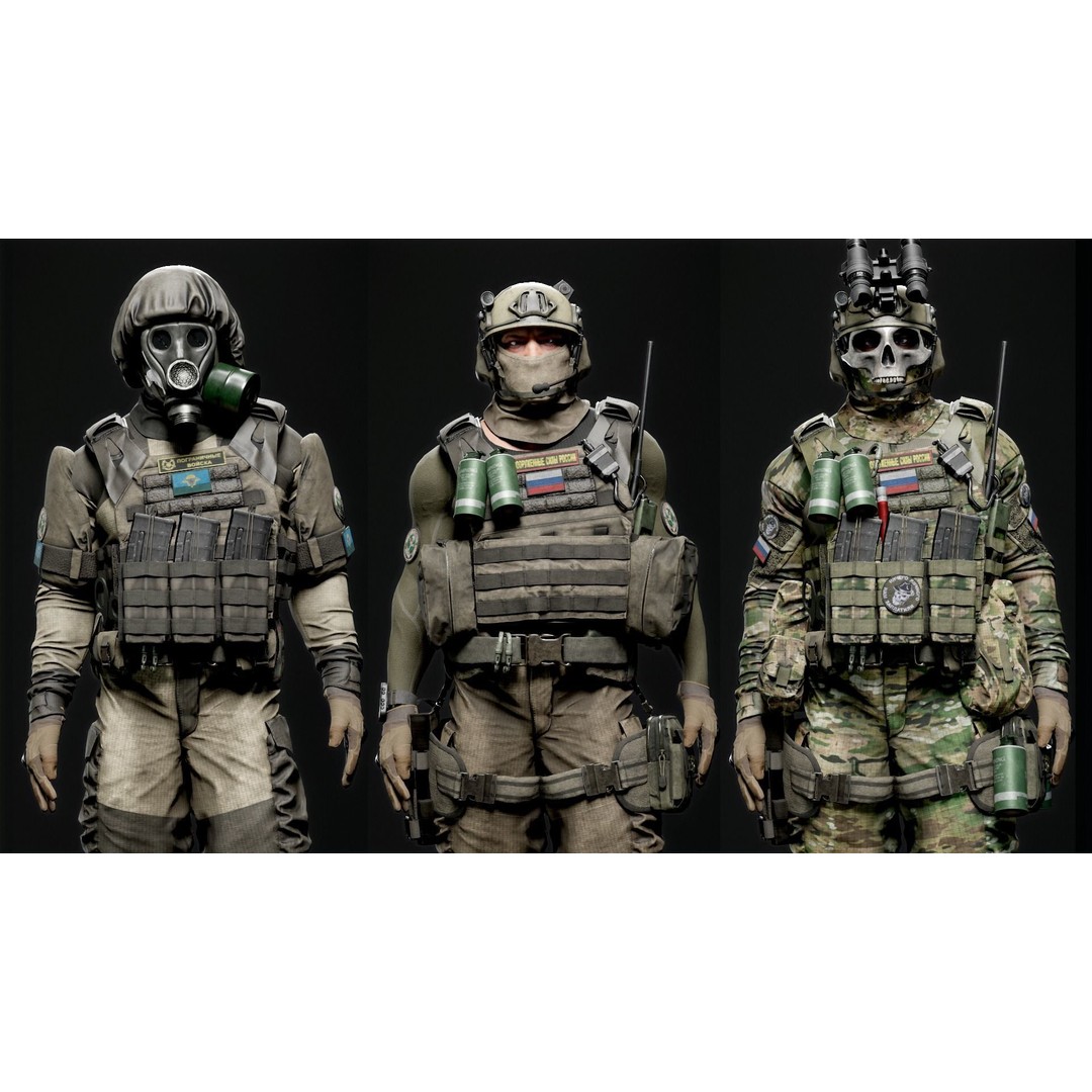 Modular Russian Soldier 3D Model – Low Poly Game Asset, FBX - View 12