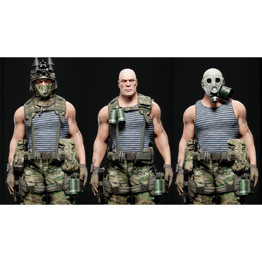 Modular Russian Soldier 3D Model – Low Poly Game Asset, FBX - View 13
